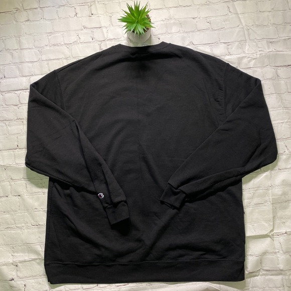 Champion Crewneck Sweatshirt Mens 2XL Black Gothic Grunge Day Of Dead Skull Rose - Picture 10 of 10